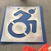 Product Description: Covers standard pavement parking sign.</br> Accessible Icon Parking Stencil